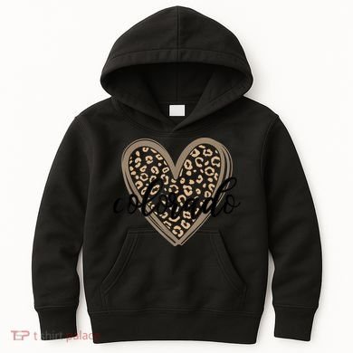 Colorado Tee Leopard Print Heart Graphic Kids Hoodie