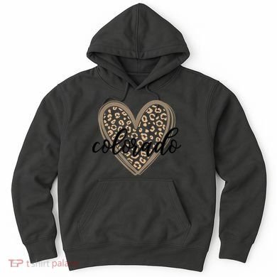 Colorado Tee Leopard Print Heart Graphic Hoodie