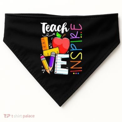 Cute Teach Love And Inspire Teacher USA-Made Doggie Bandana