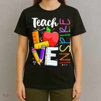 Cute Teach Love And Inspire Teacher T-Shirt thumb 4