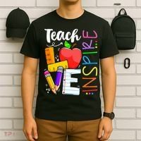 Cute Teach Love And Inspire Teacher T-Shirt thumb 6