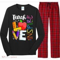 Cute Teach Love And Inspire Teacher Long Sleeve Pajama Set thumb 0