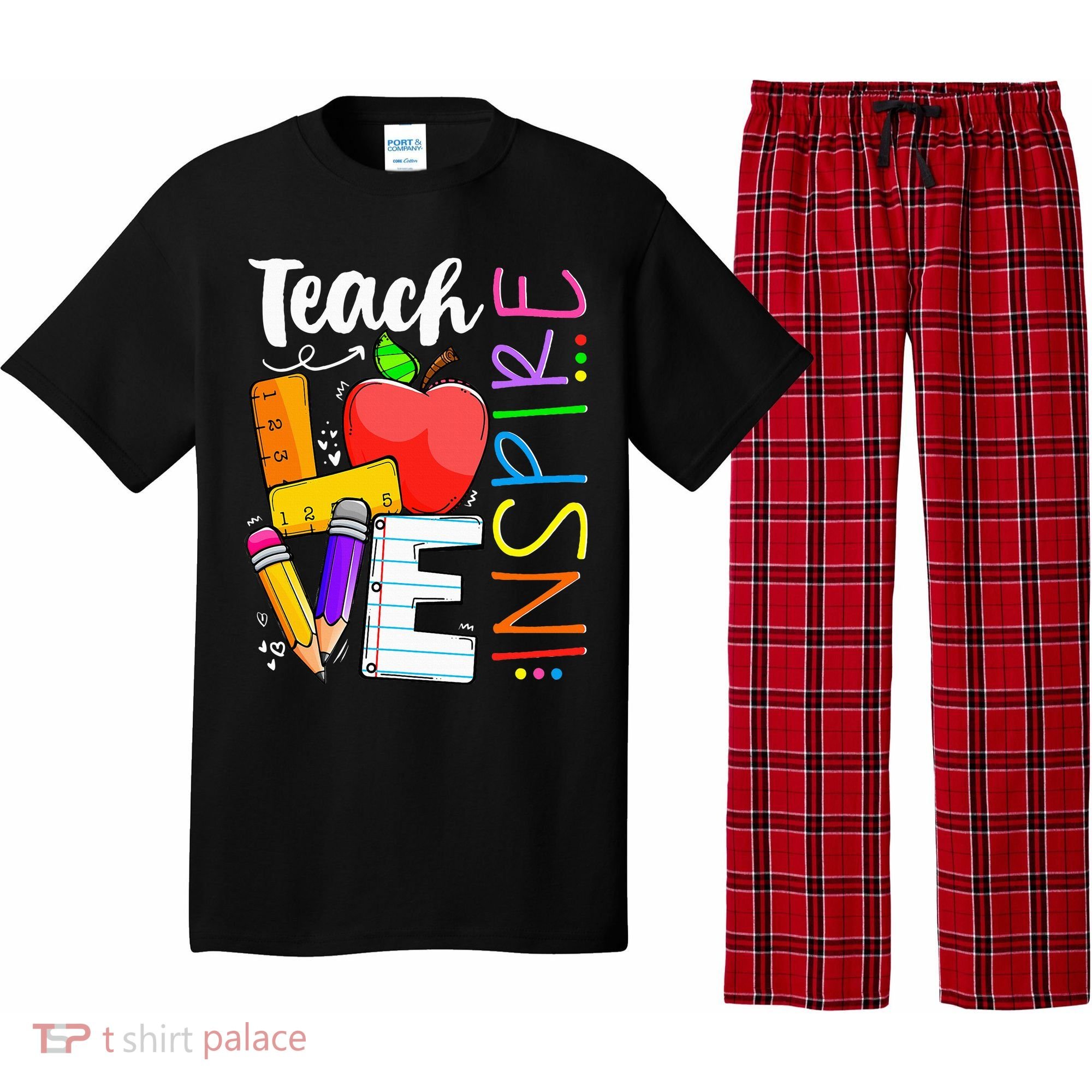 Cute Teach Love And Inspire Teacher Pajama Set
