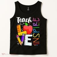 Cute Teach Love And Inspire Teacher Tank Top thumb 2