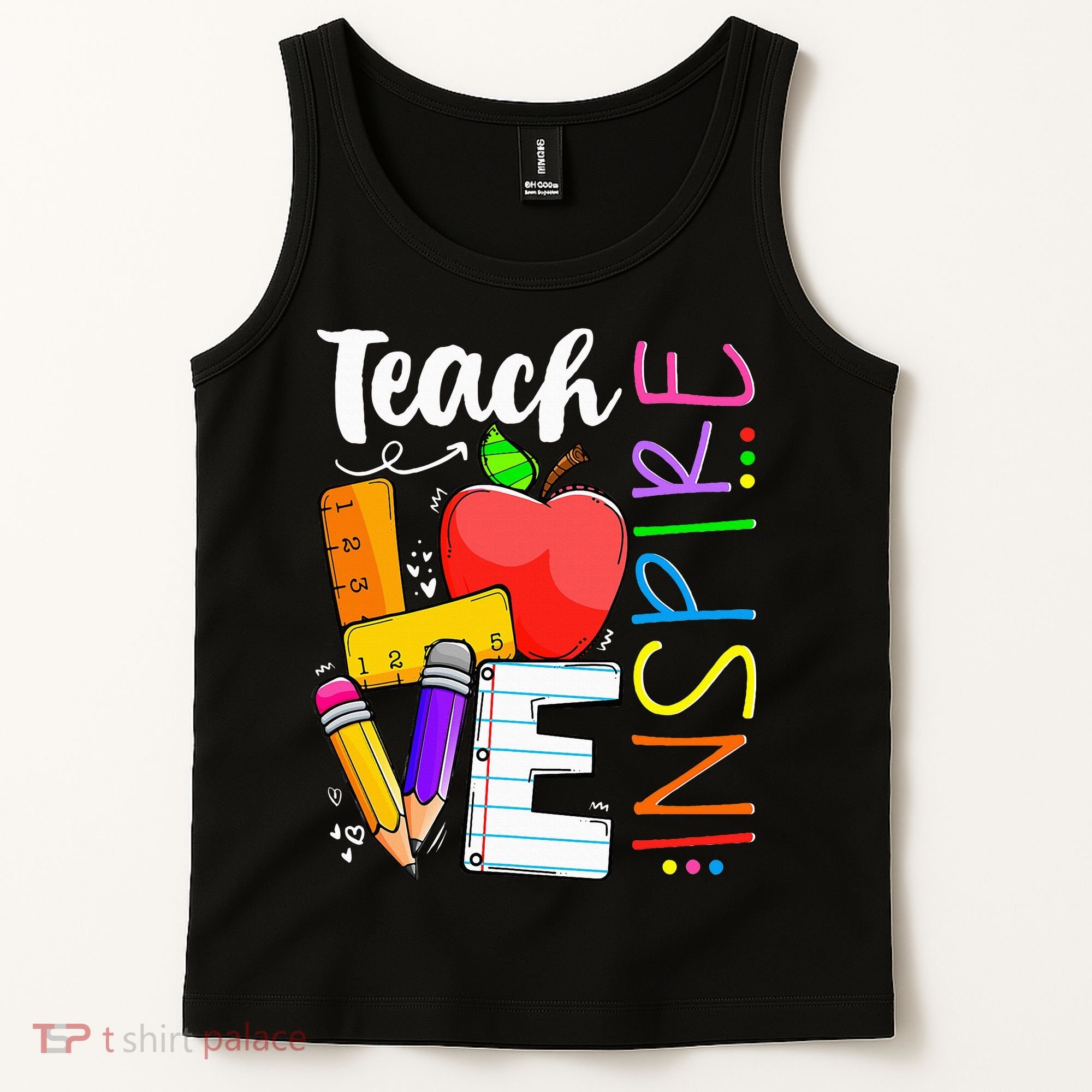Cute Teach Love And Inspire Teacher Tank Top