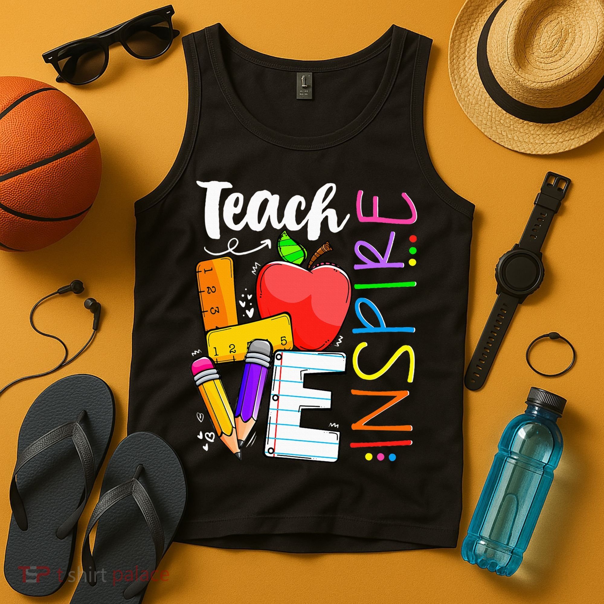 Cute Teach Love And Inspire Teacher Tank Top