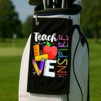 Cute Teach Love And Inspire Teacher Golf Towel thumb 2