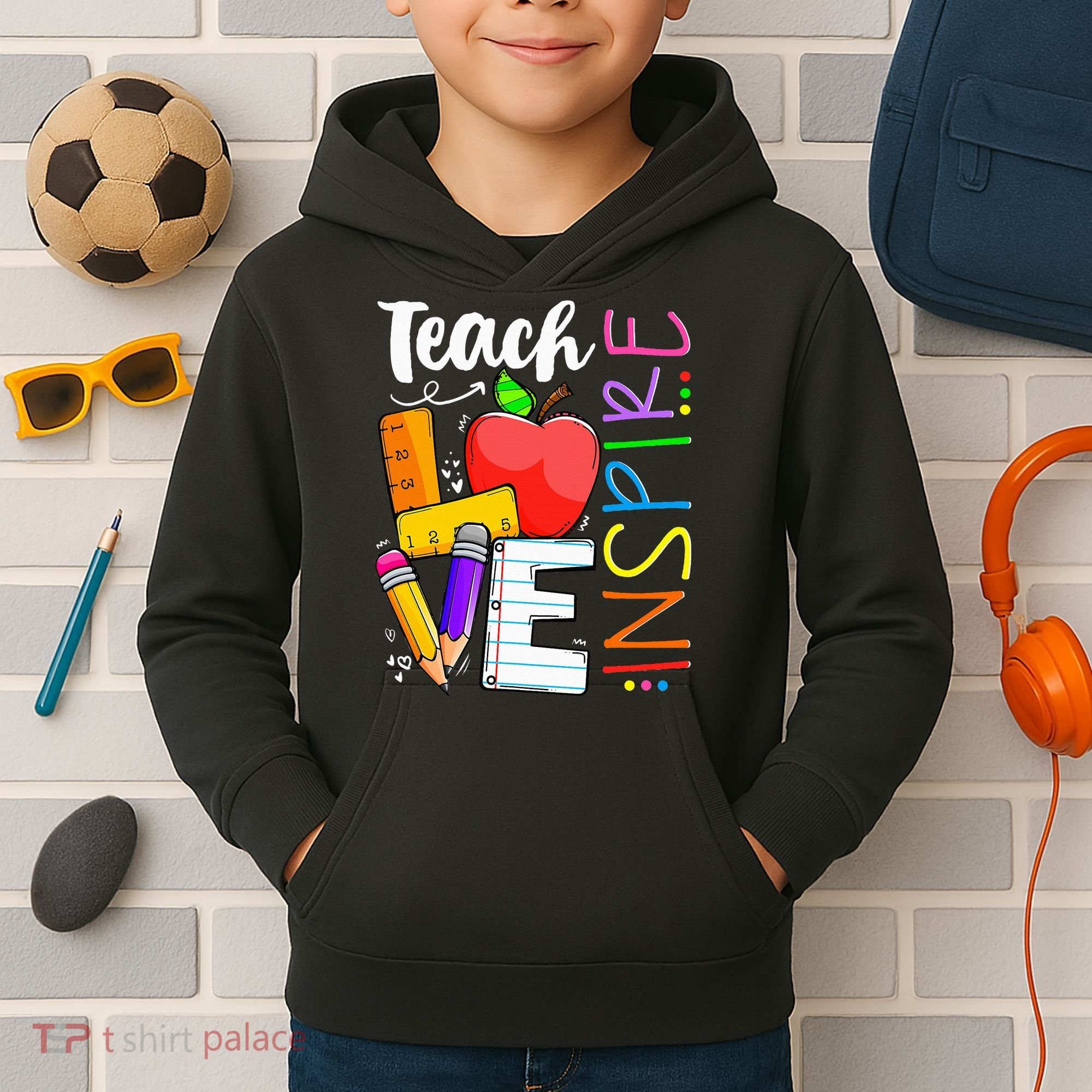 Cute Teach Love And Inspire Teacher Kids Hoodie