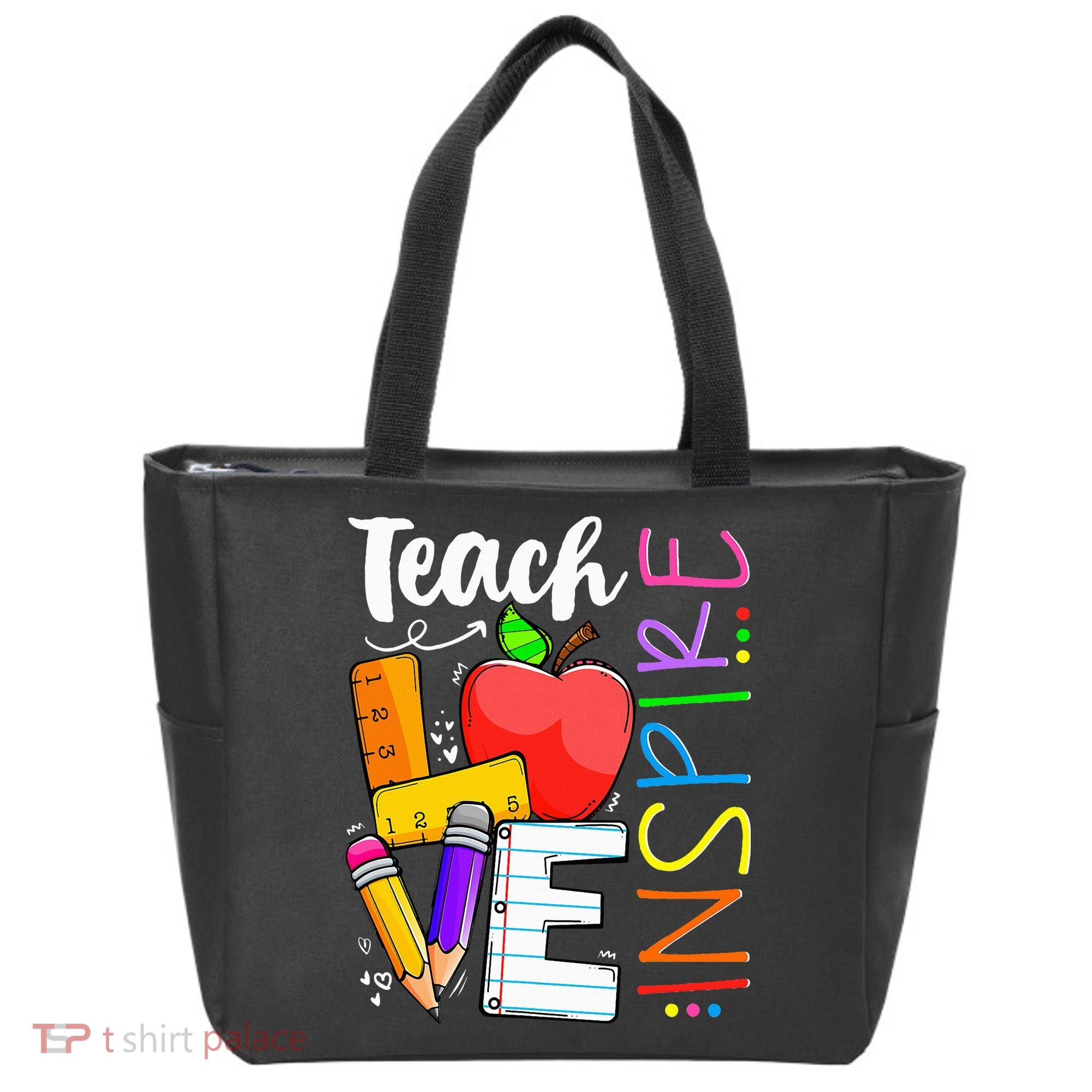 Cute Teach Love And Inspire Teacher Tote Bag
