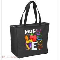 Cute Teach Love And Inspire Teacher Tote Bag thumb 2