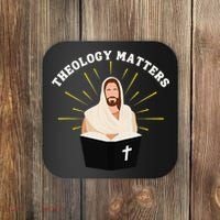 Cute Theology Matters Christian Retro Jesus Bible For Women Coaster thumb 0