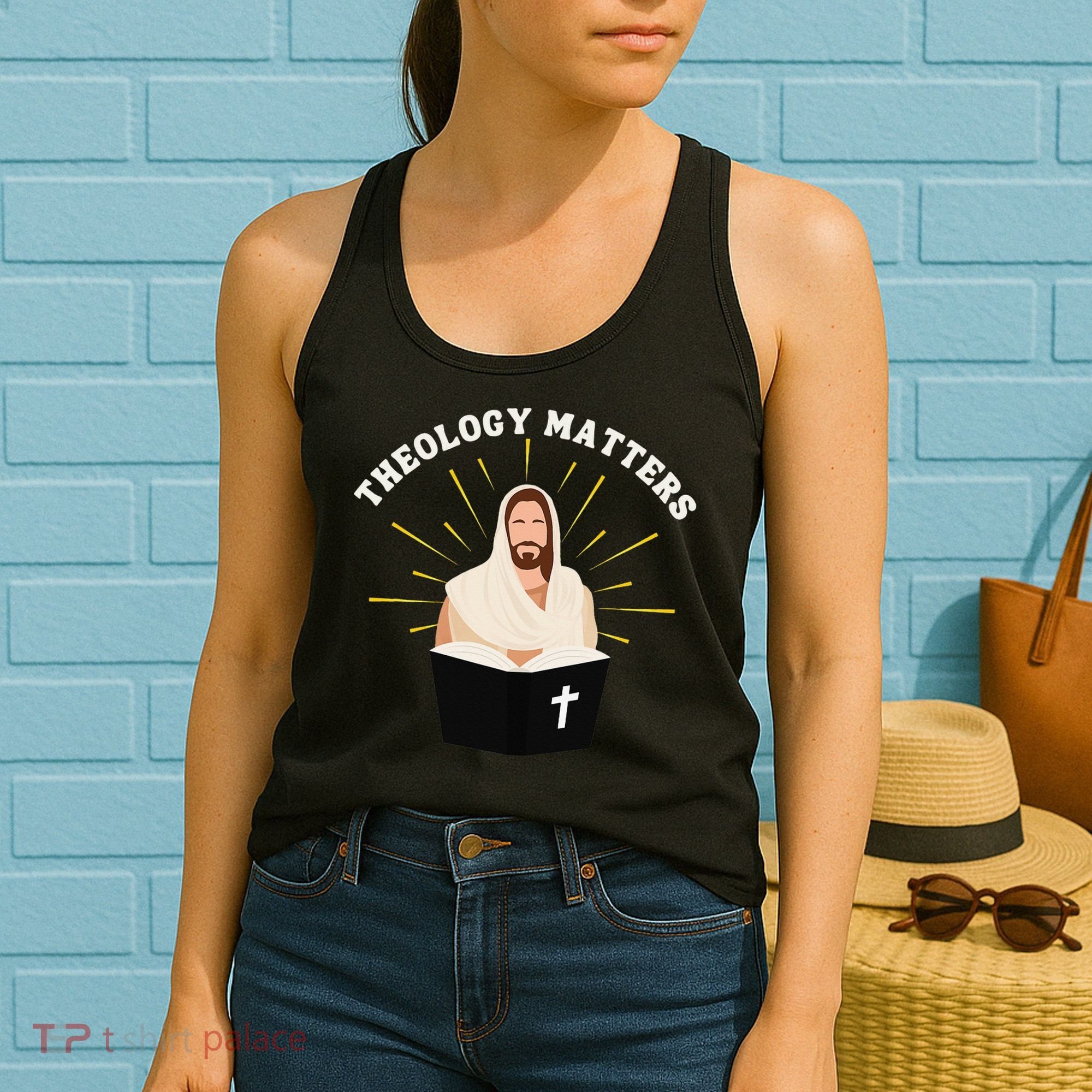 Cute Theology Matters Christian Retro Jesus Bible For Women Women's Tank Top