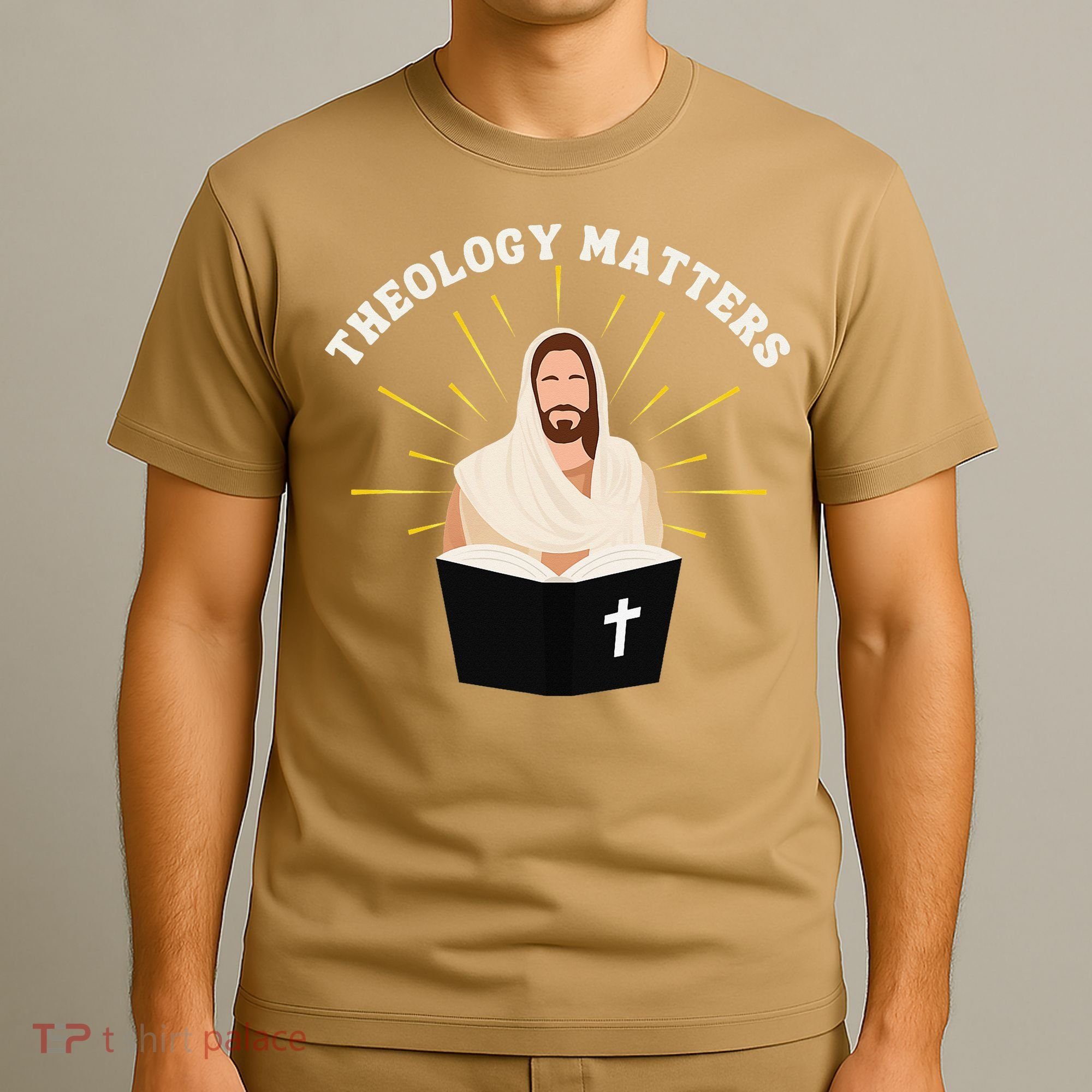 Cute Theology Matters Christian Retro Jesus Bible For Women T-Shirt
