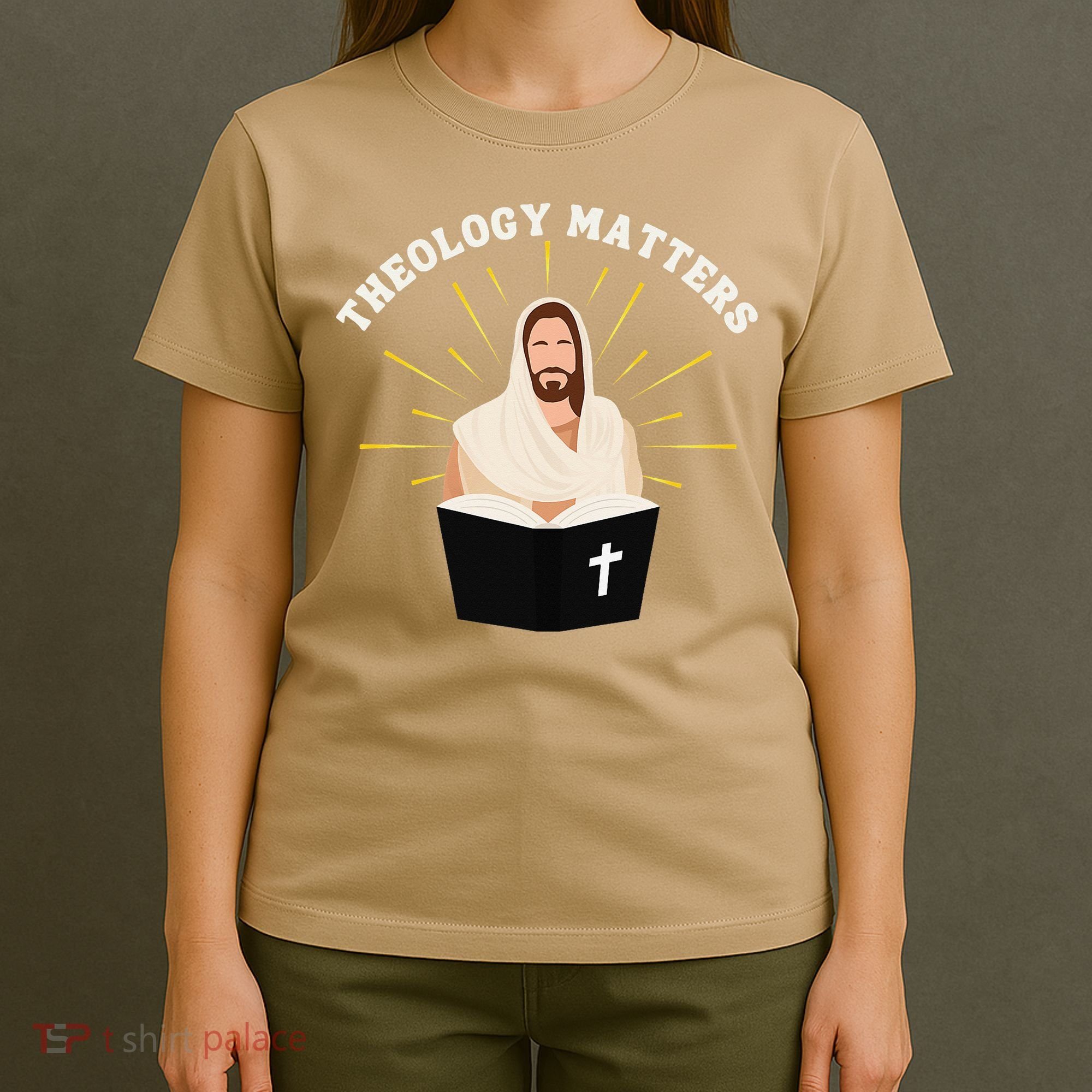 Cute Theology Matters Christian Retro Jesus Bible For Women T-Shirt
