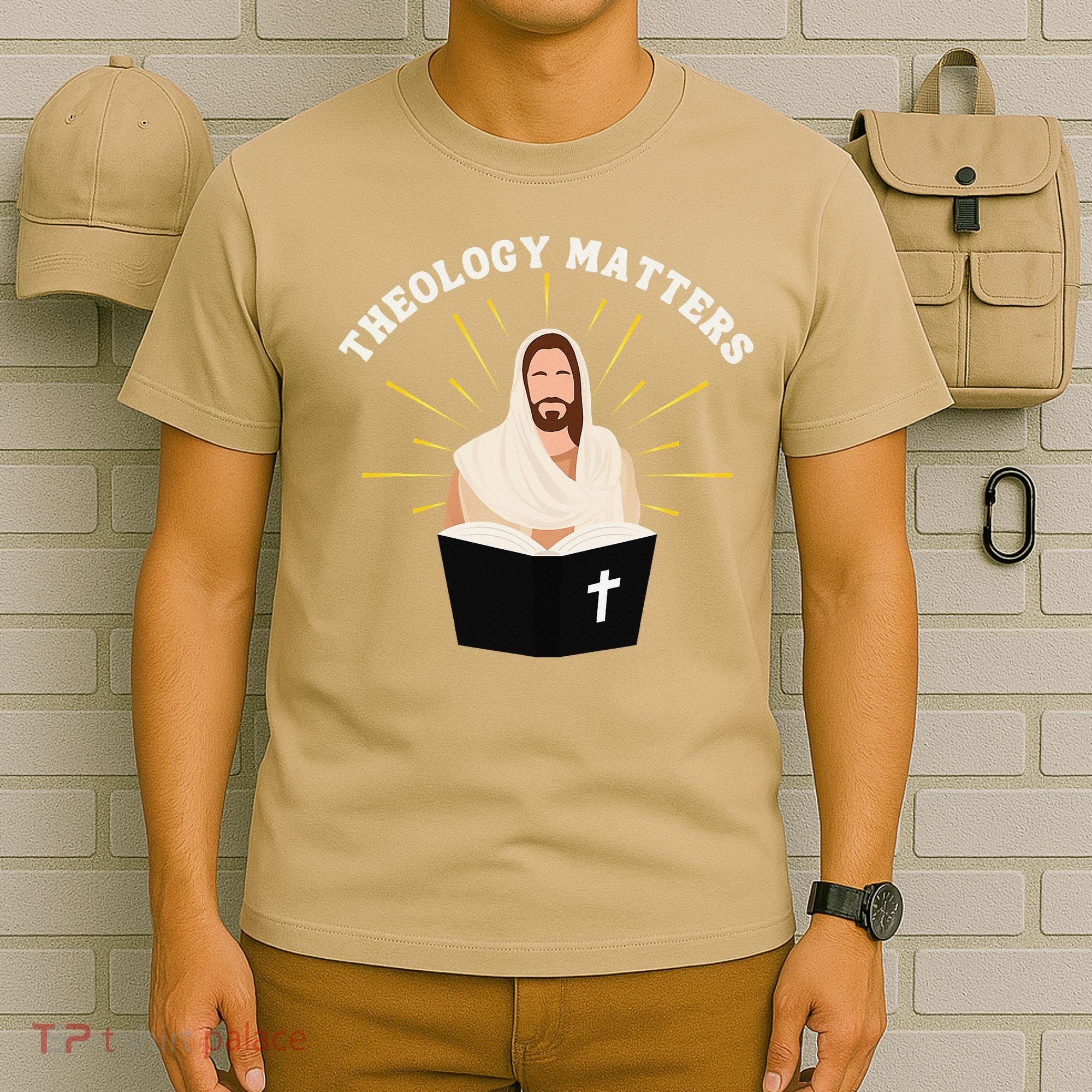 Cute Theology Matters Christian Retro Jesus Bible For Women T-Shirt