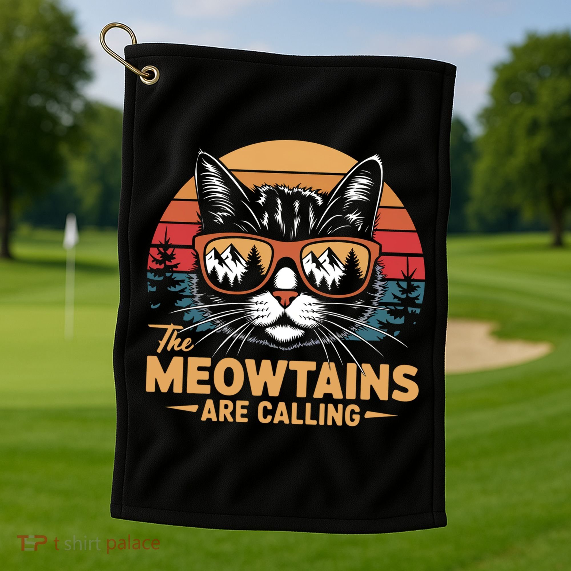 Cat The Meowtains Are Calling Ski Lover Winter Vacation  Golf Towel