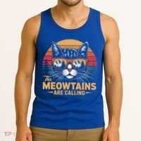 Cat The Meowtains Are Calling Ski Lover Winter Vacation  Tank Top thumb 3