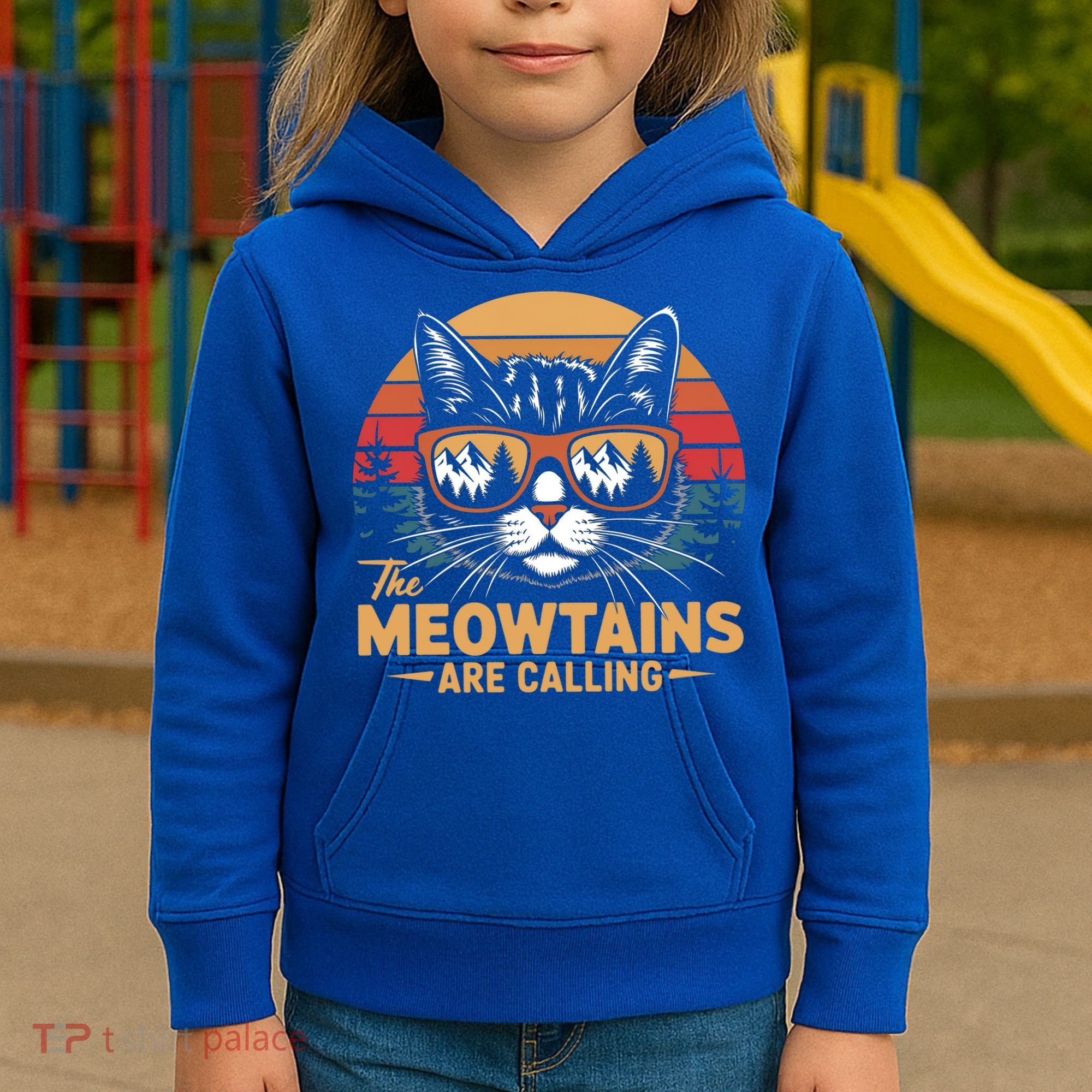 Cat The Meowtains Are Calling Ski Lover Winter Vacation  Kids Hoodie