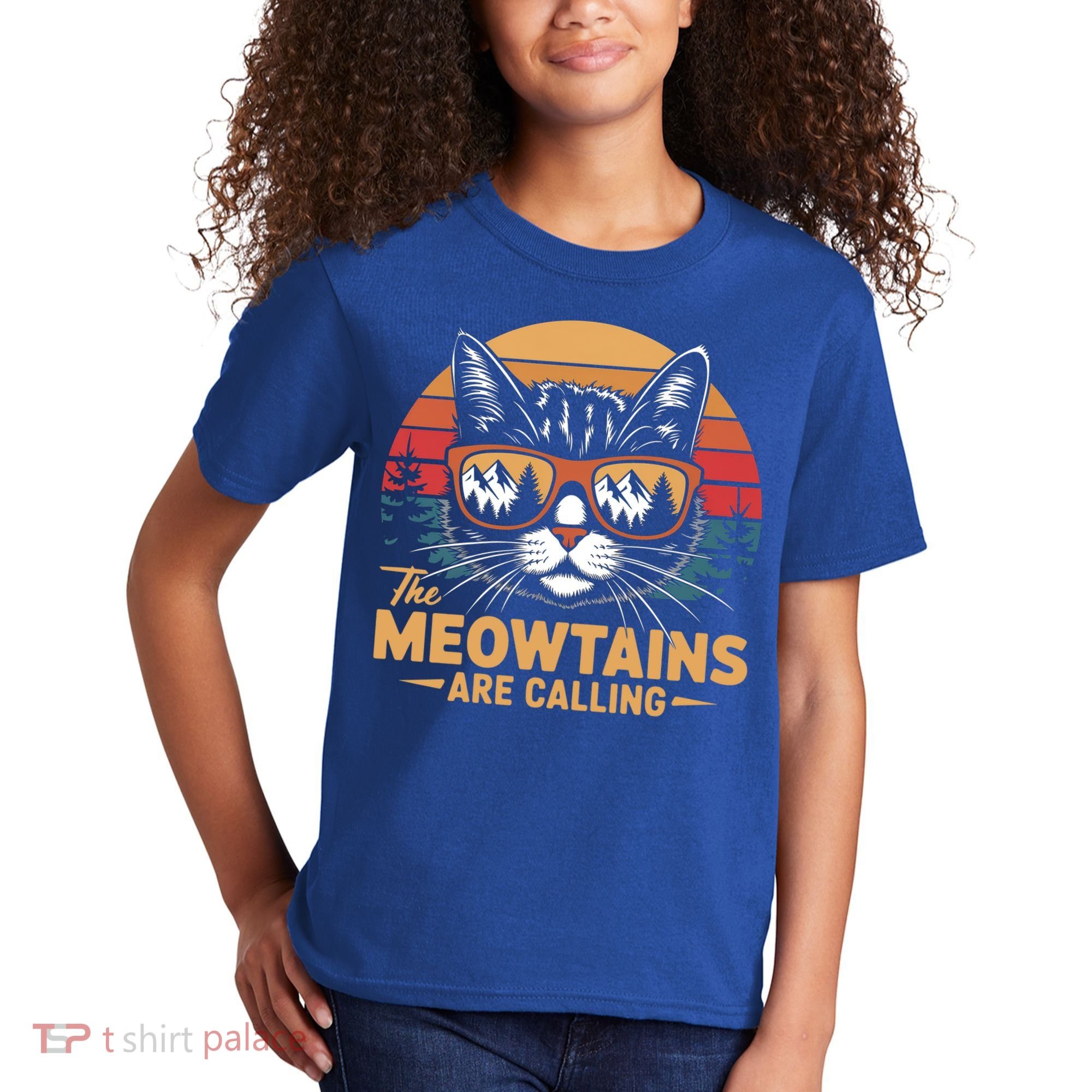 Cat The Meowtains Are Calling Ski Lover Winter Vacation  Kids T-Shirt