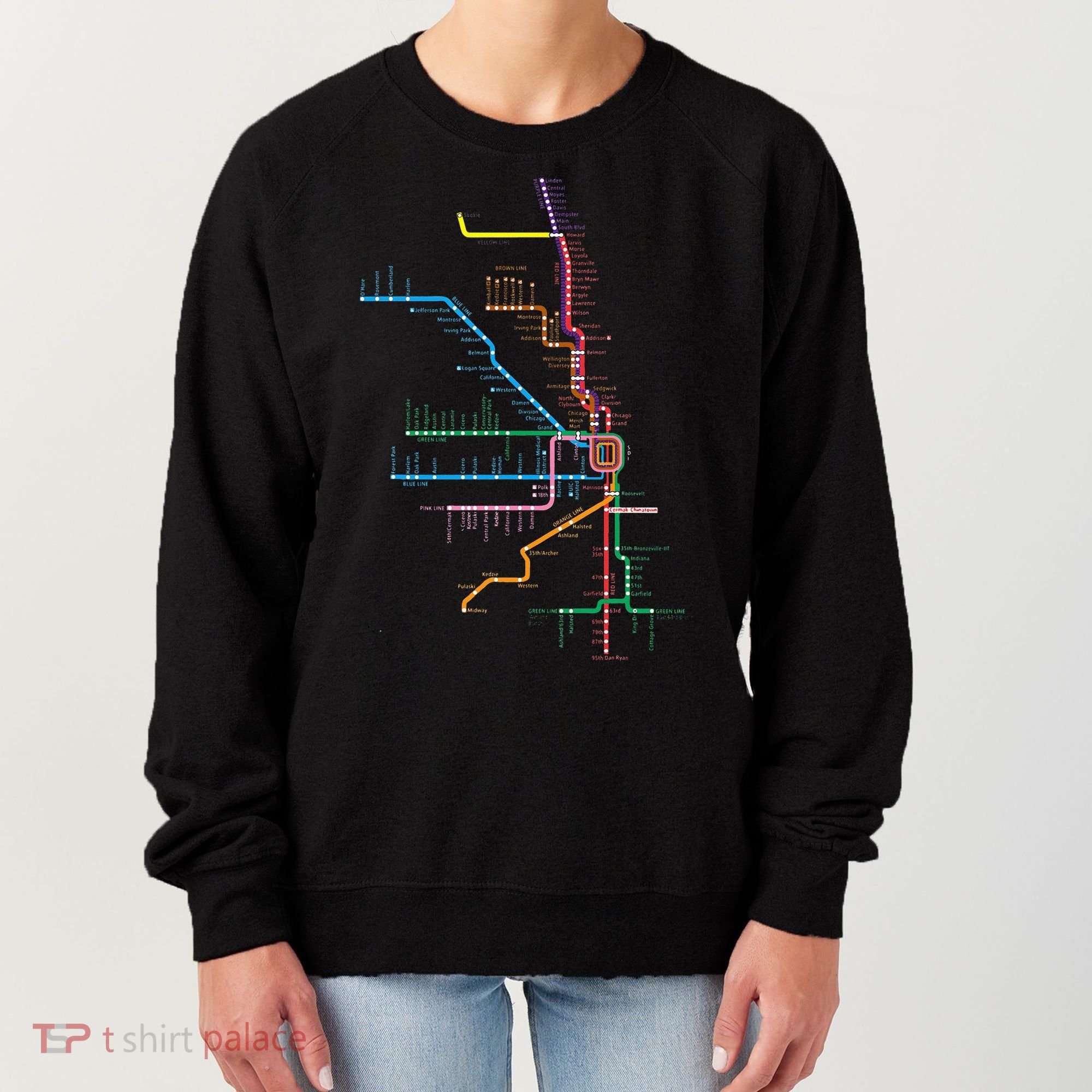 Chicago Trains Map Women's Sweatshirt