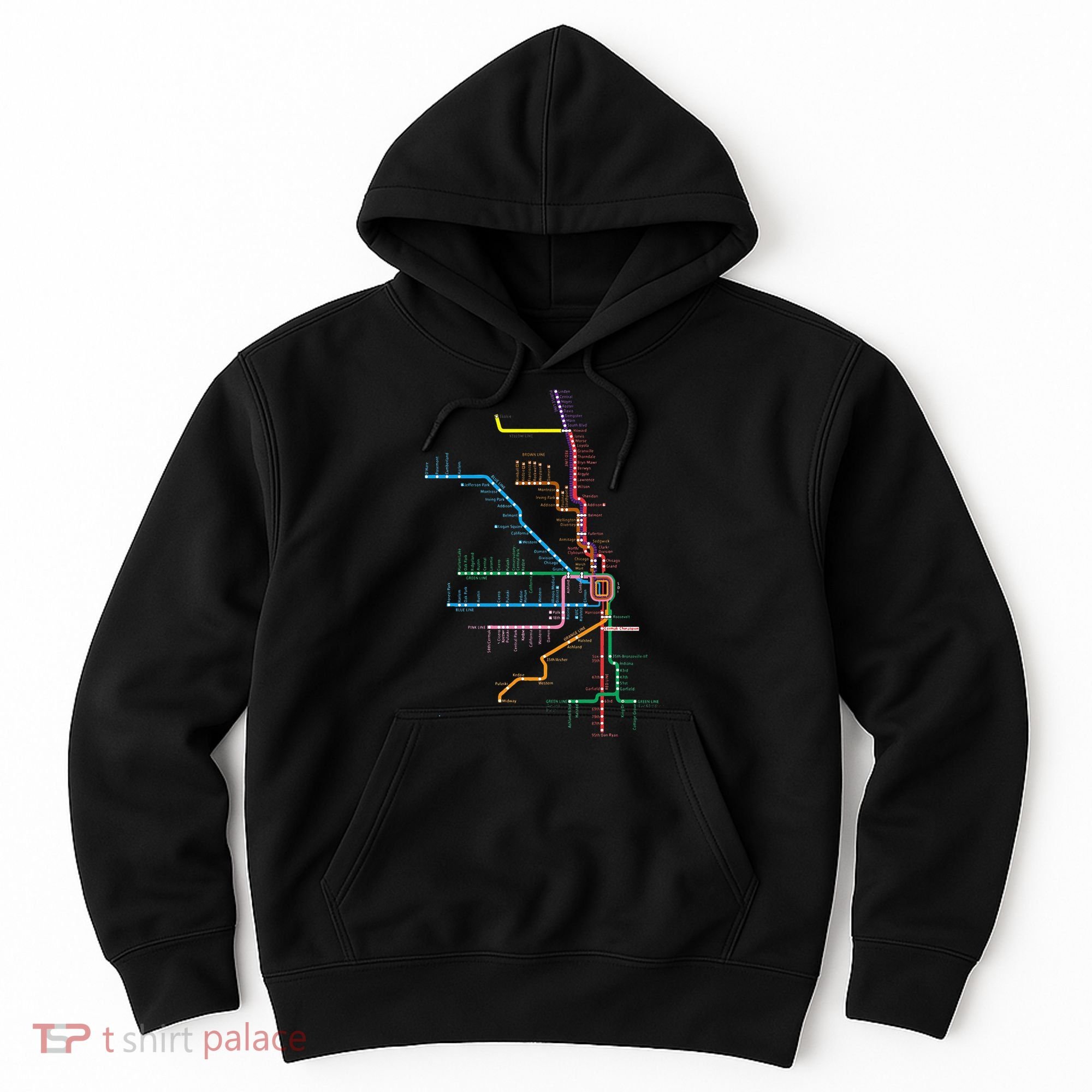 Chicago Trains Map Hoodie
