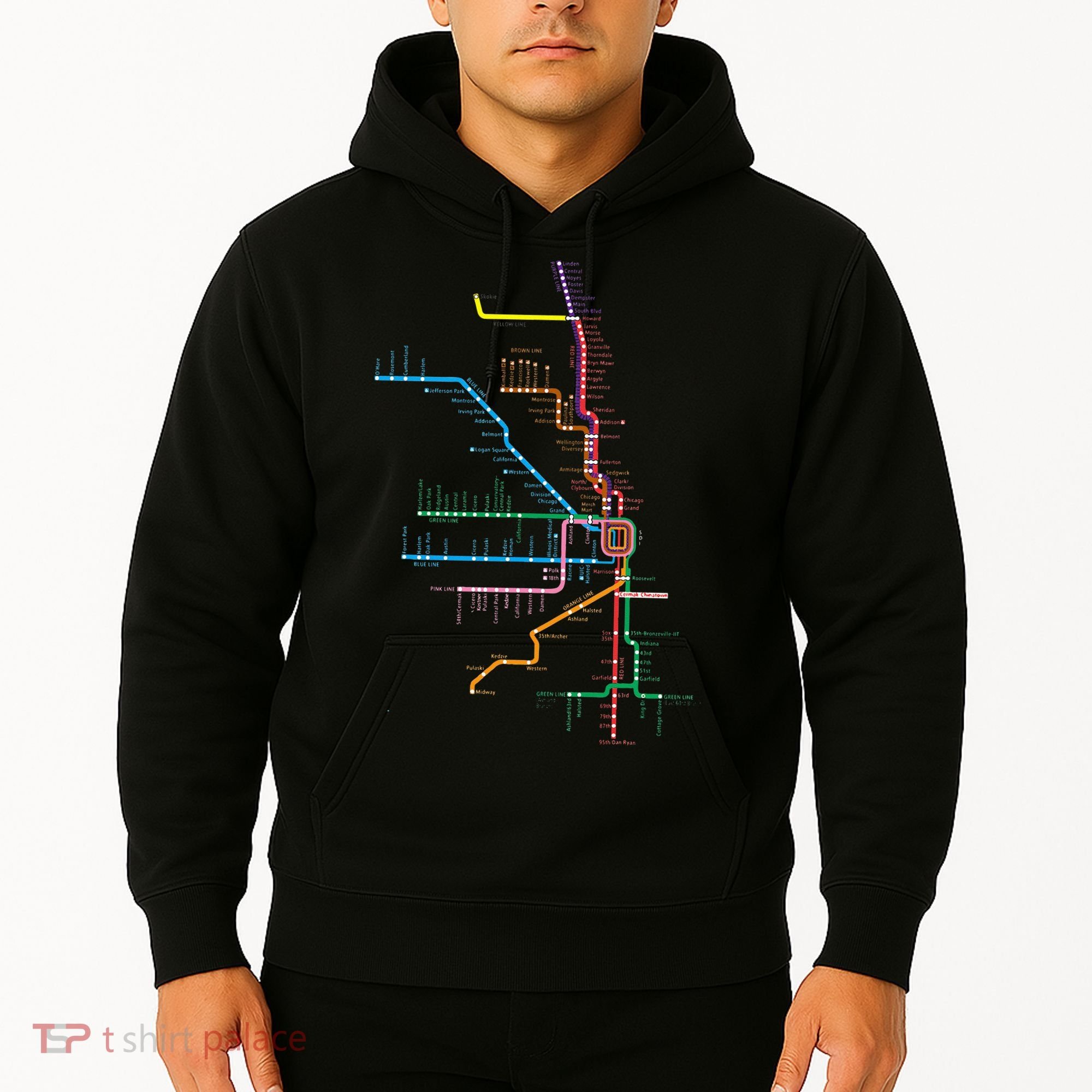 Chicago Trains Map Hoodie