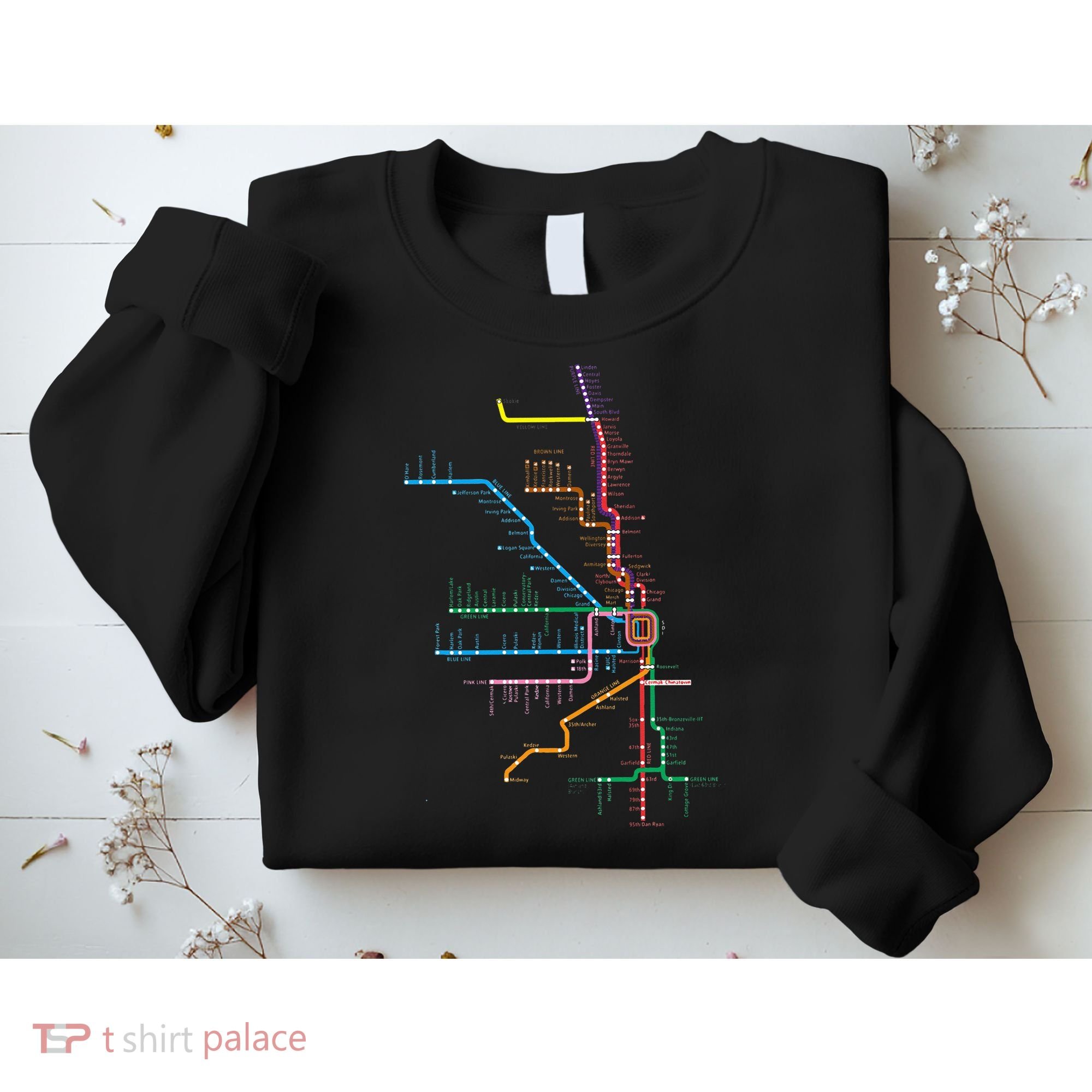 Chicago Trains Map Sweatshirt