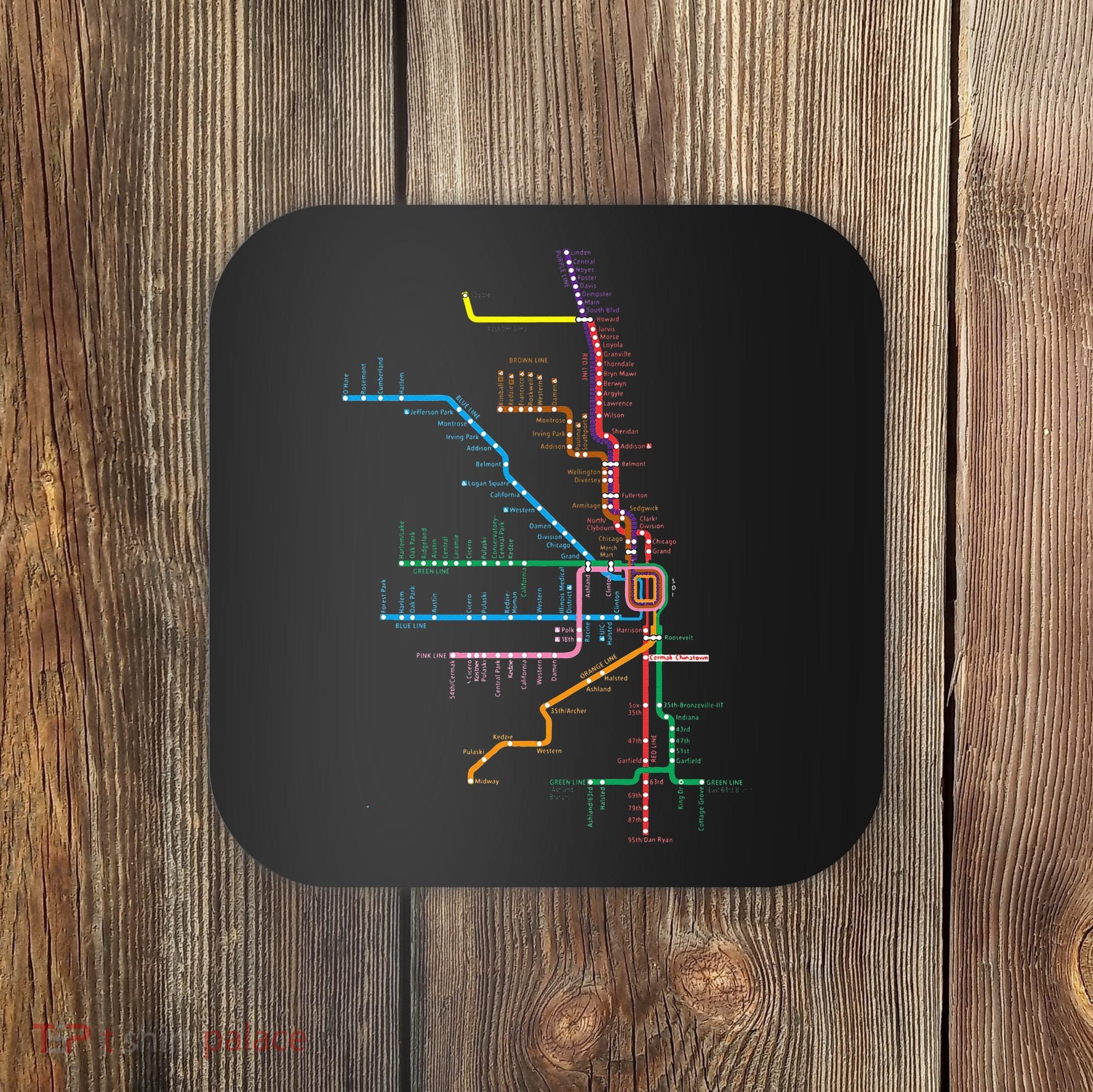 Chicago Trains Map Coaster