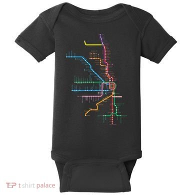Chicago Trains Map Baby Bodysuit