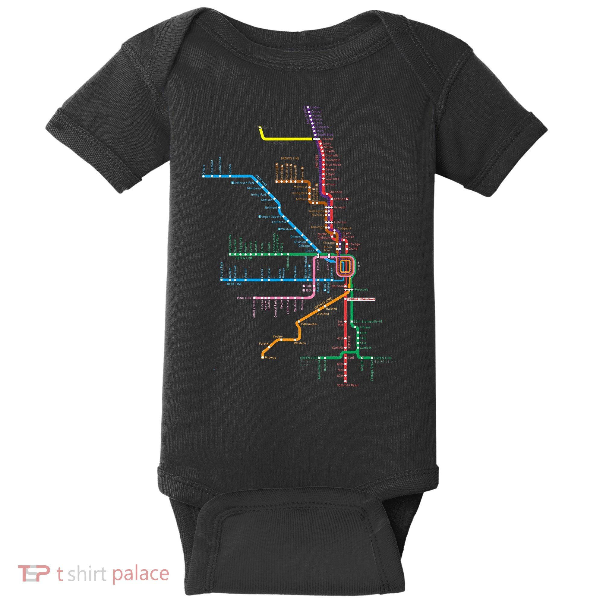 Chicago Trains Map Baby Bodysuit
