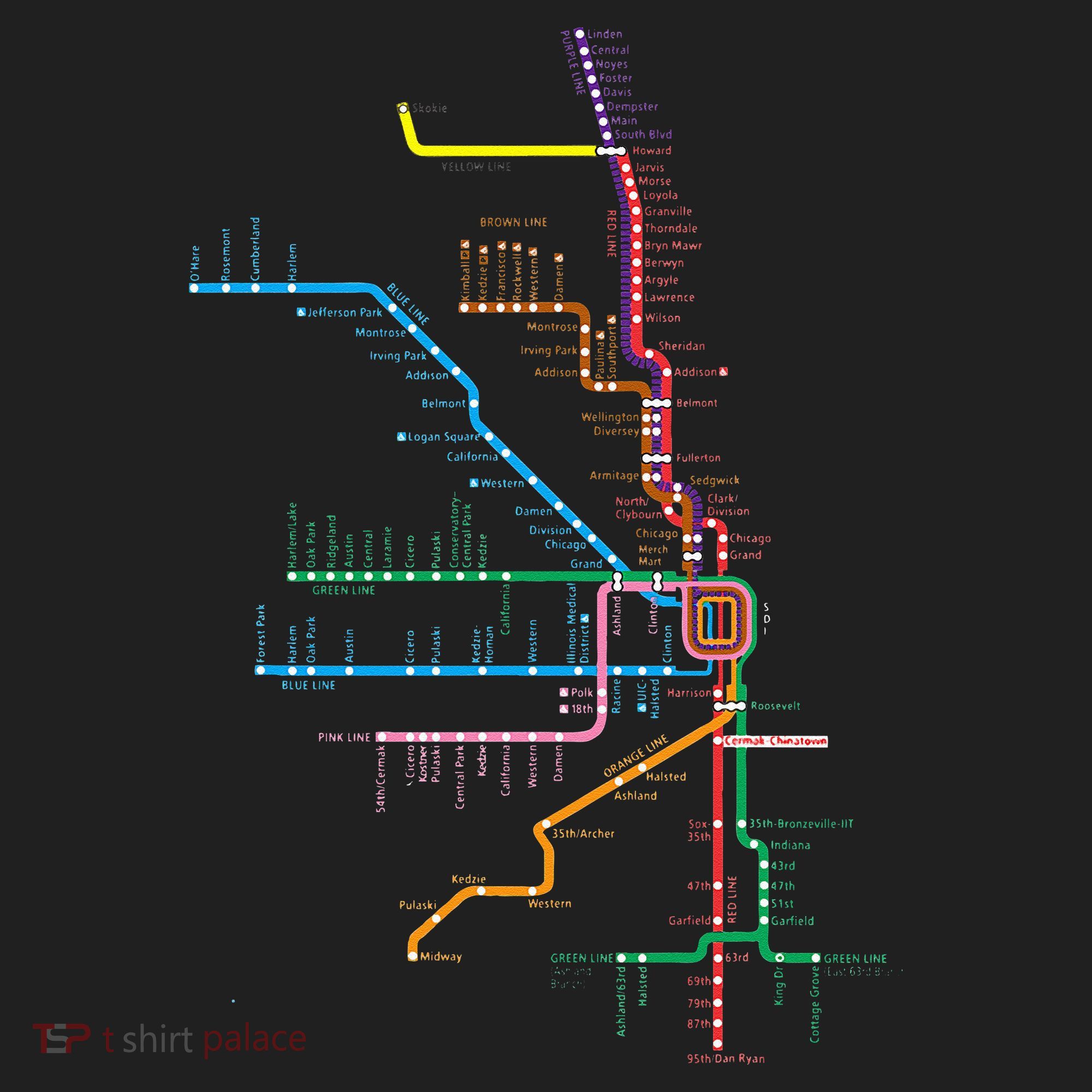 Chicago Trains Map Hat