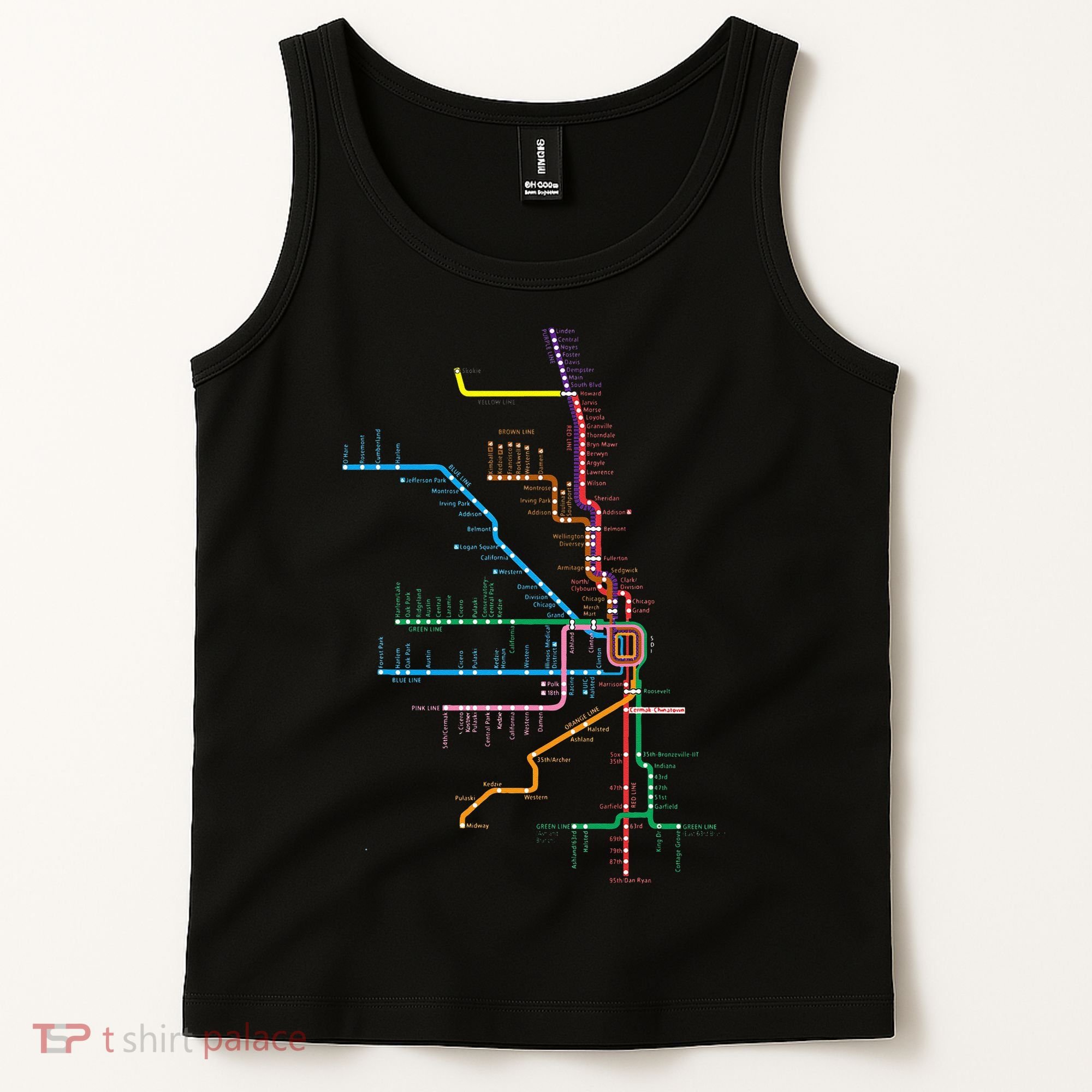 Chicago Trains Map Tank Top