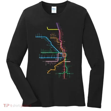 Chicago Trains Map Women's Long Sleeve Shirt
