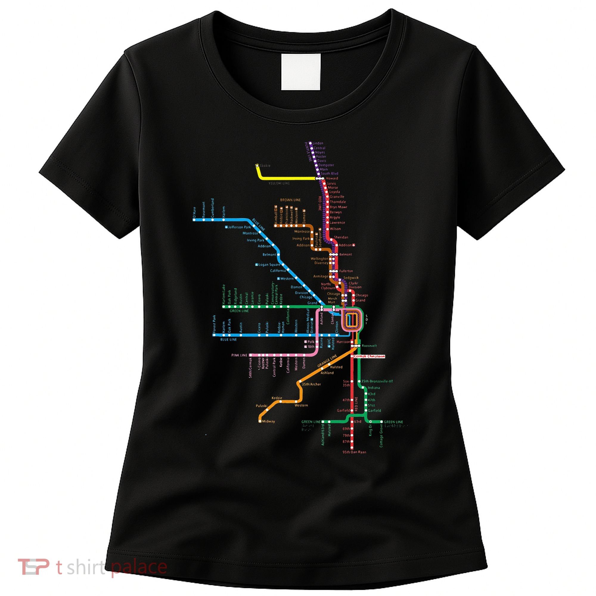 Chicago Trains Map Women's T-Shirt