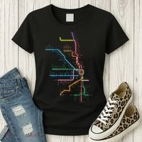Chicago Trains Map Women's T-Shirt thumb 3