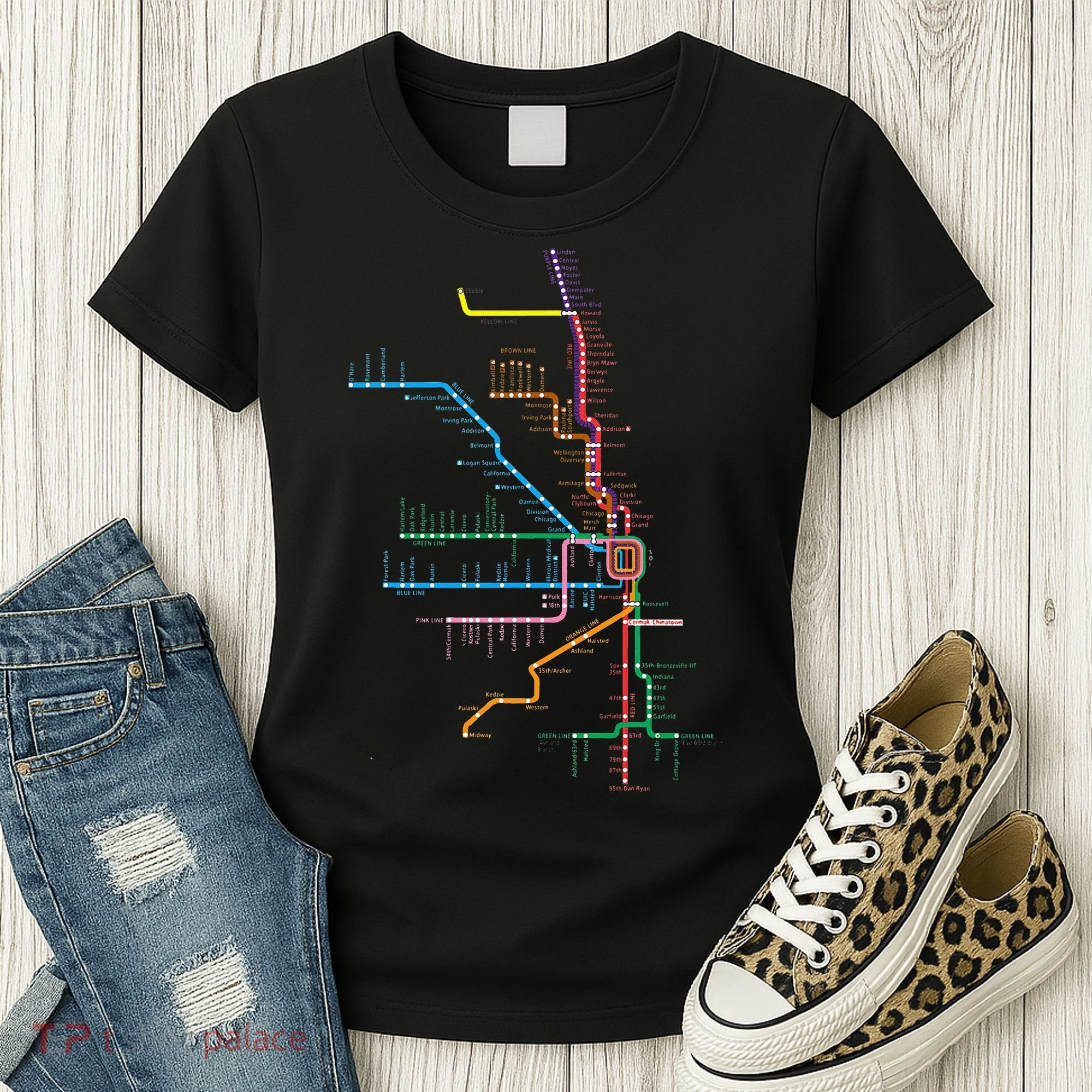 Chicago Trains Map Women's T-Shirt