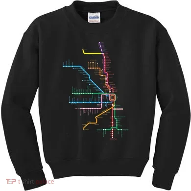 Chicago Trains Map Kids Sweatshirt