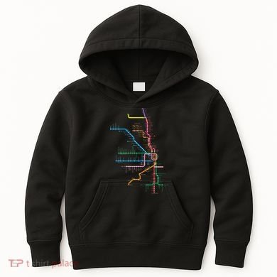 Chicago Trains Map Kids Hoodie