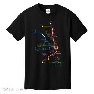 Chicago Trains Map Kids T-Shirt