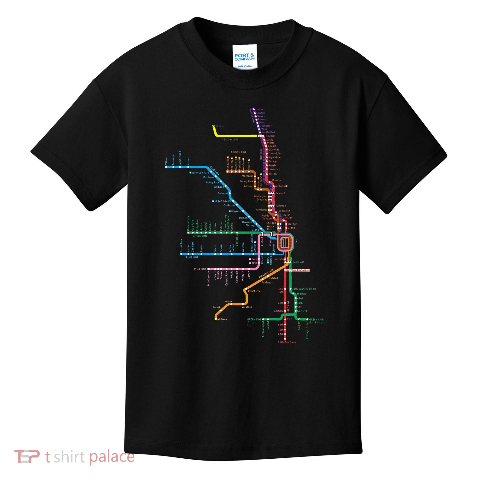 Chicago Trains Map Kids T-Shirt
