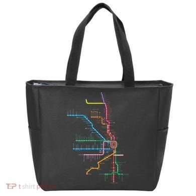 Chicago Trains Map Tote Bag