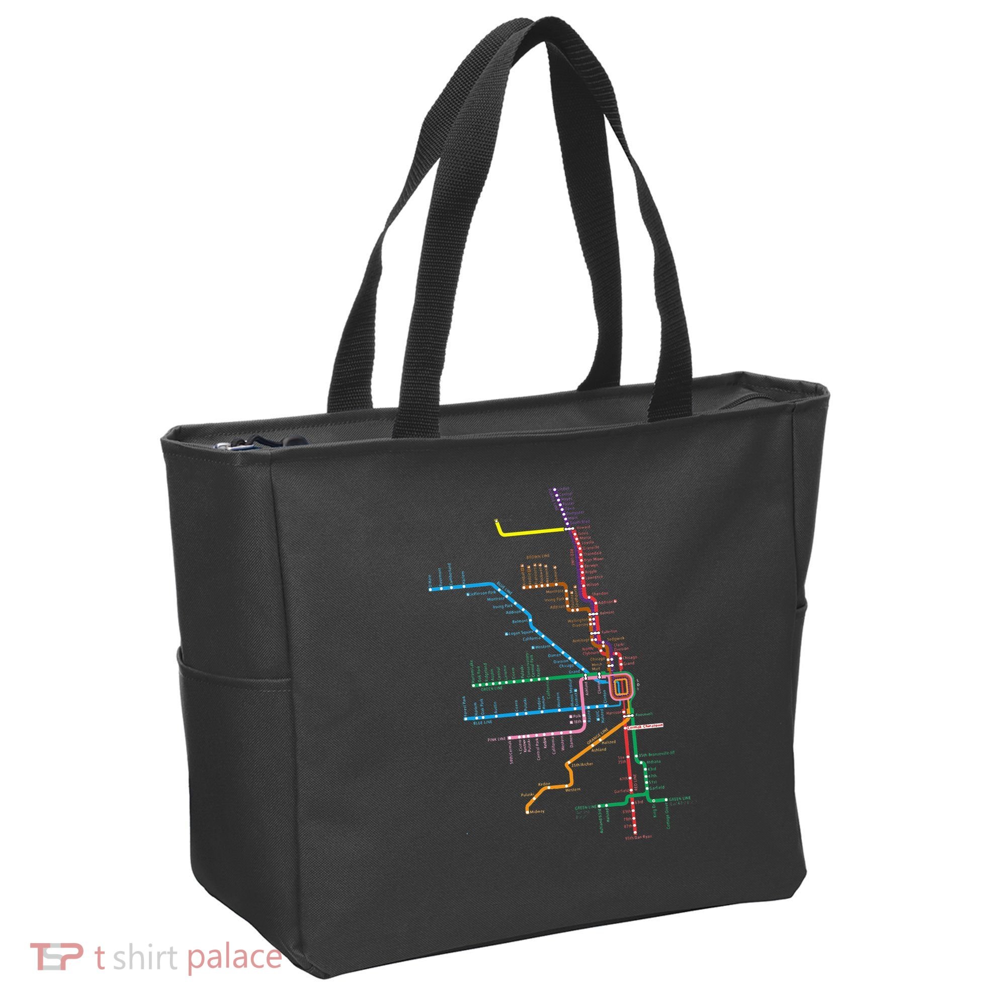 Chicago Trains Map Tote Bag