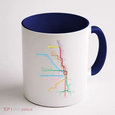 Chicago Trains Map Coffee Mug back
