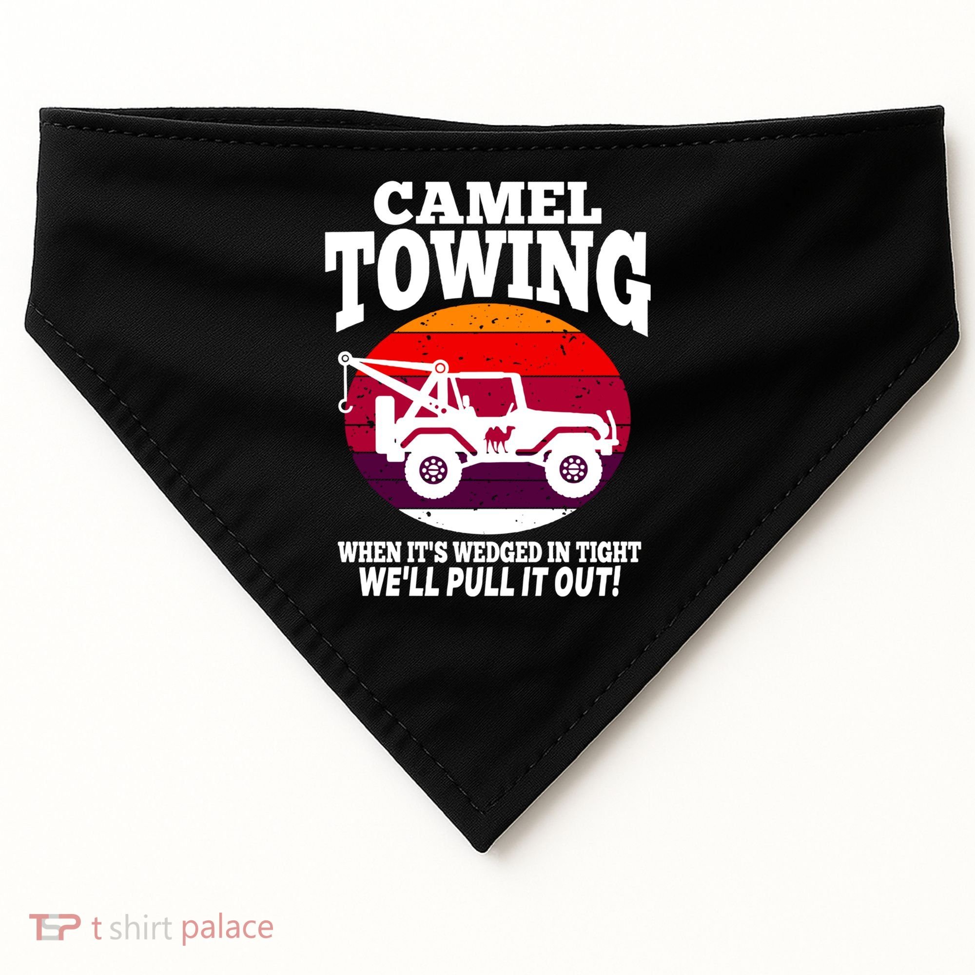 Camel Towing Meaningful Gift Funny Retro Camel Towing Funny Halloween Great Gift USA-Made Doggie Bandana