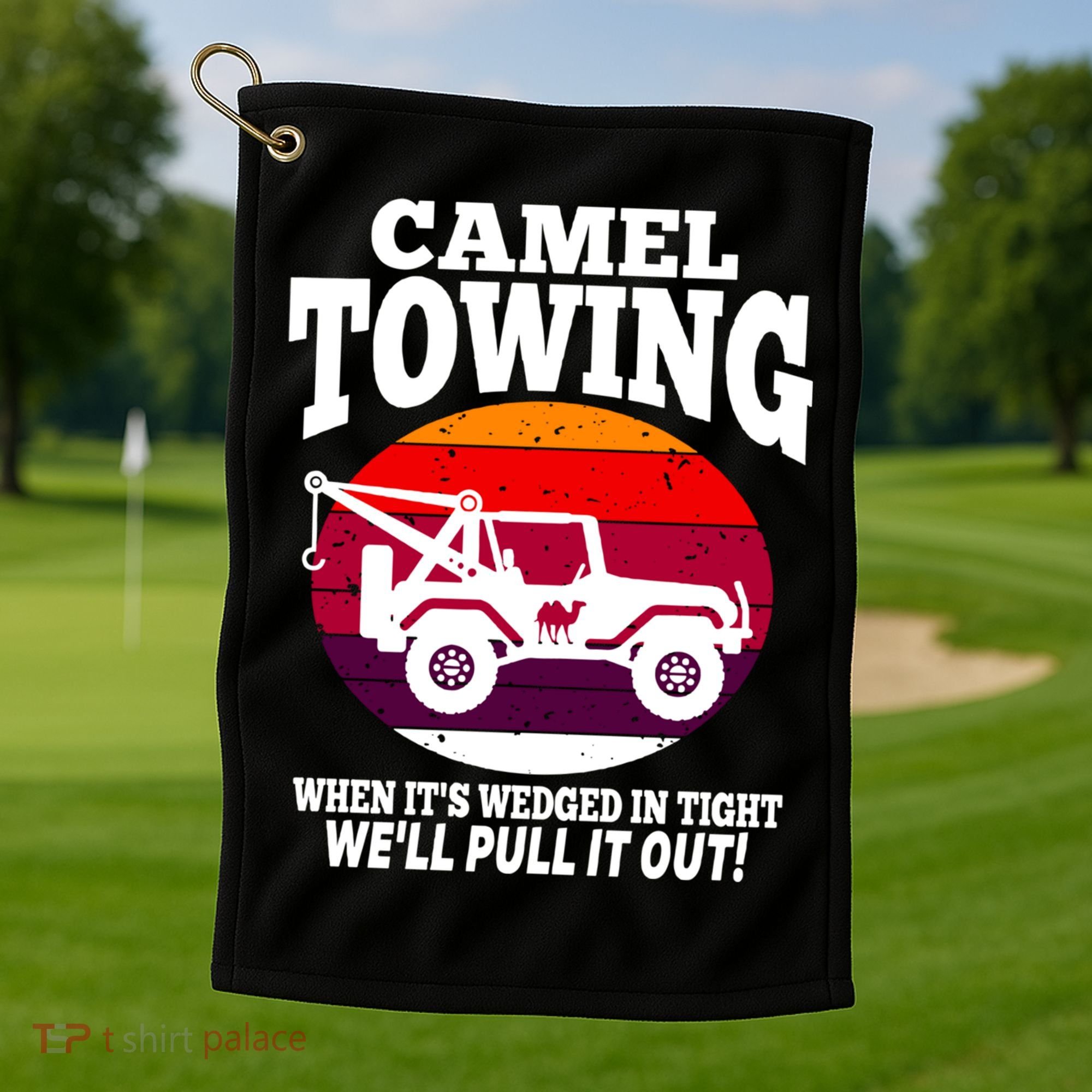 Camel Towing Meaningful Gift Funny Retro Camel Towing Funny Halloween Great Gift Golf Towel