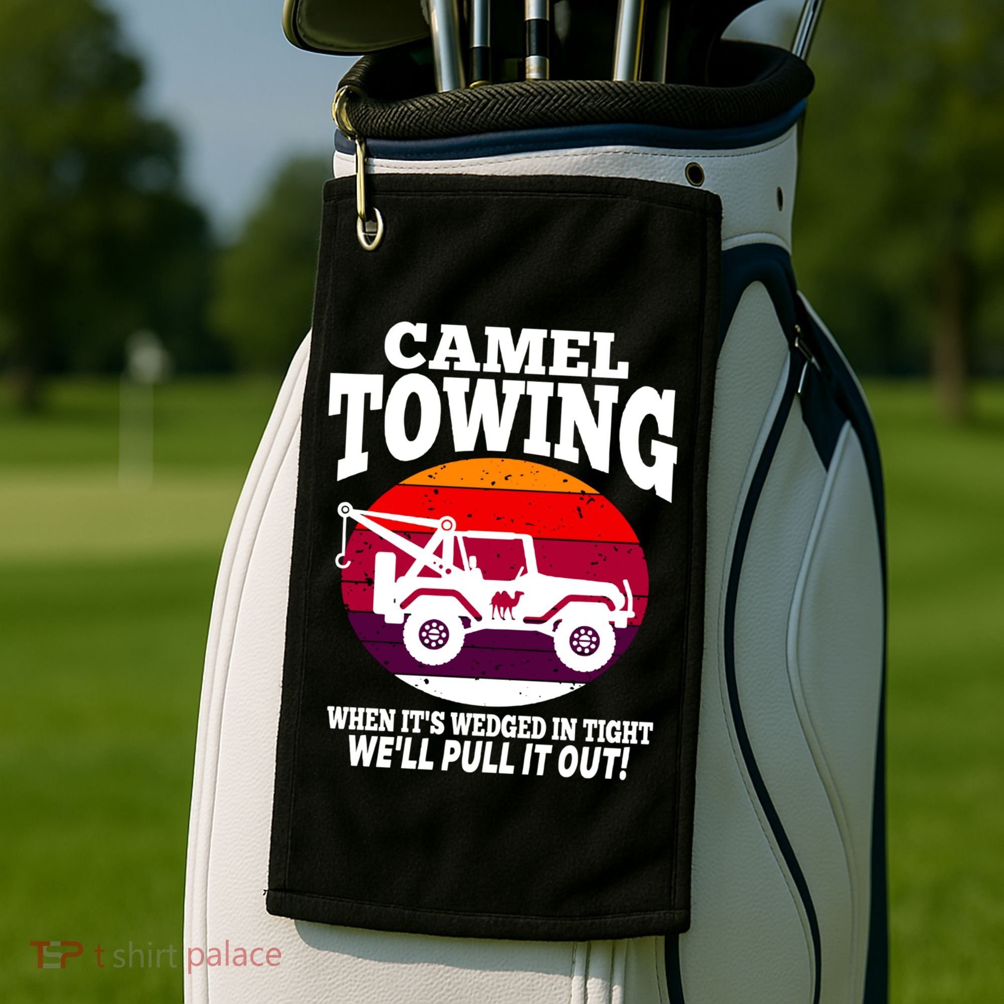 Camel Towing Meaningful Gift Funny Retro Camel Towing Funny Halloween Great Gift Golf Towel