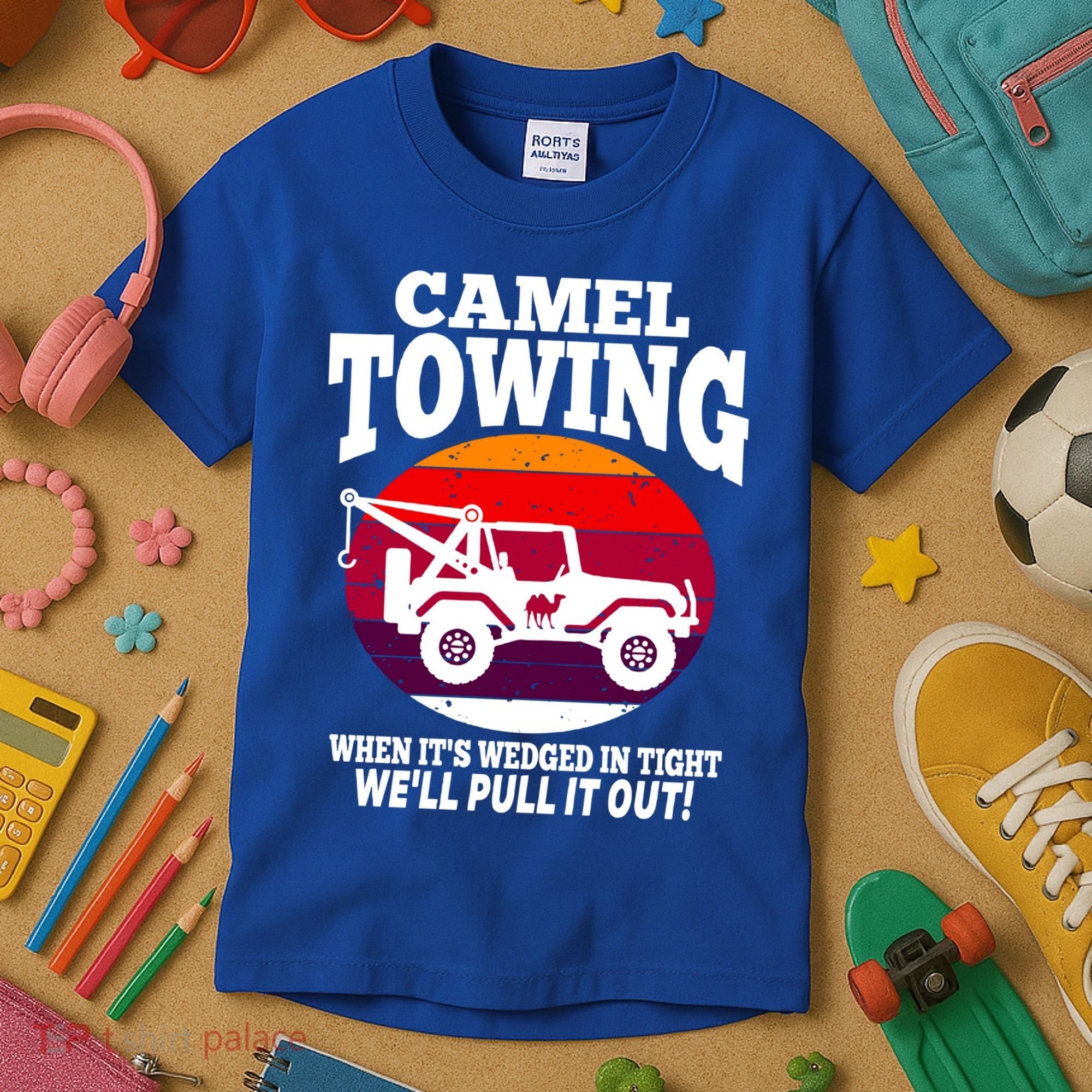 Camel Towing Meaningful Gift Funny Retro Camel Towing Funny Halloween Great Gift Kids T-Shirt