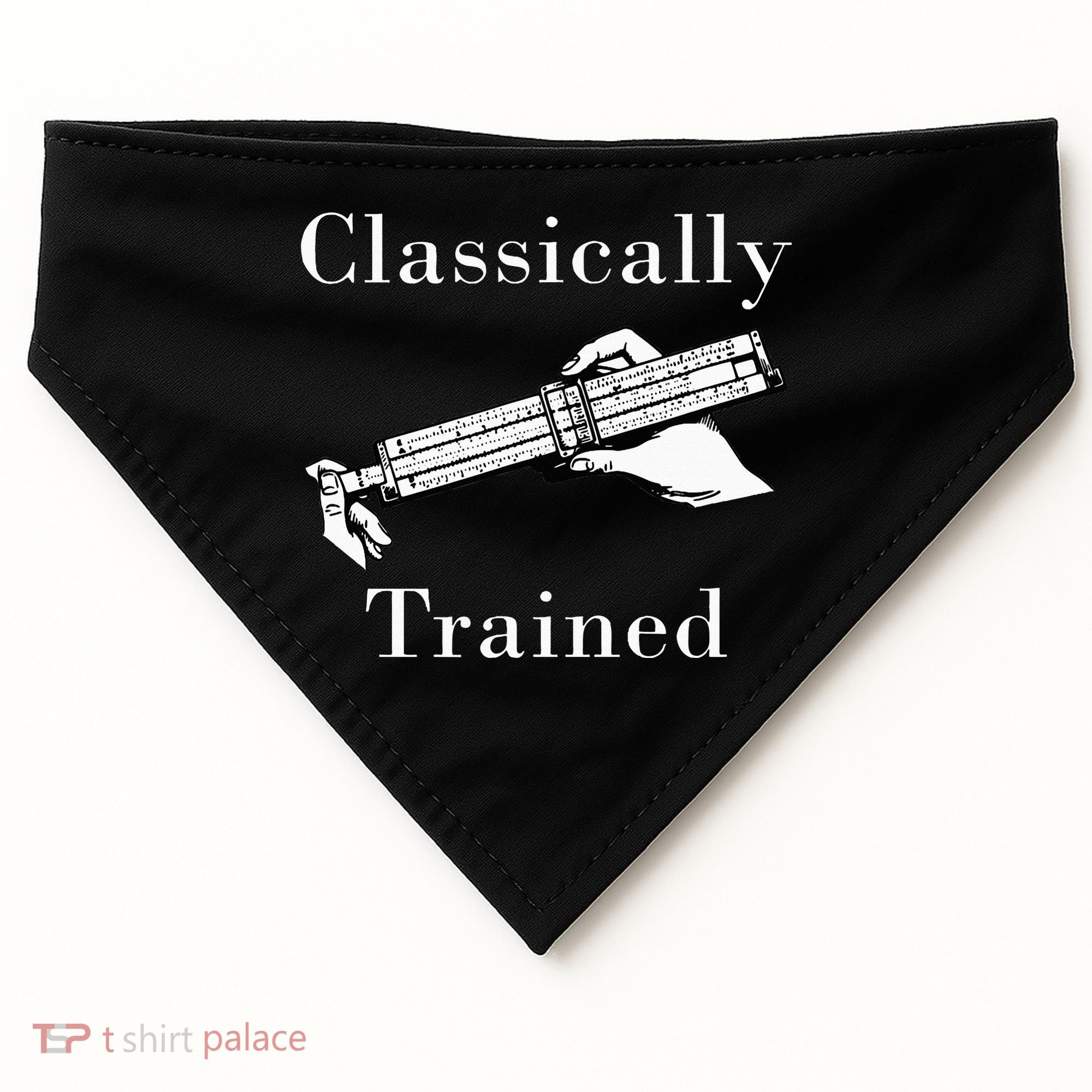 Classically Trained Mechanical Analog Calculator Slide Rule USA-Made Doggie Bandana