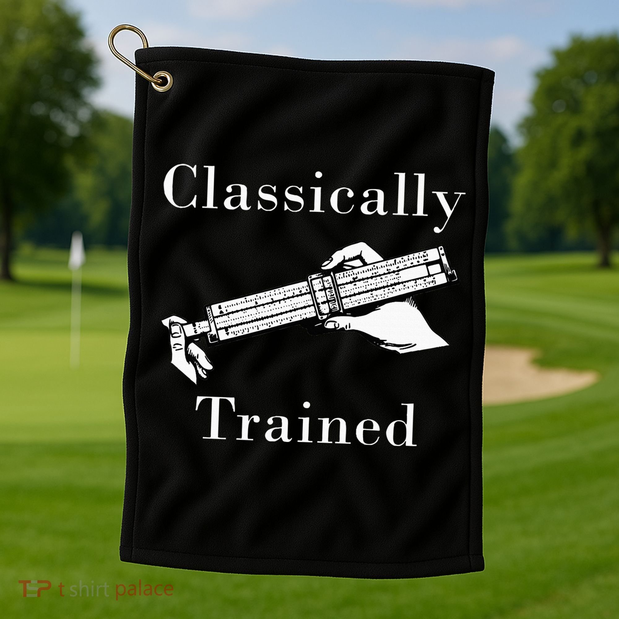 Classically Trained Mechanical Analog Calculator Slide Rule Golf Towel