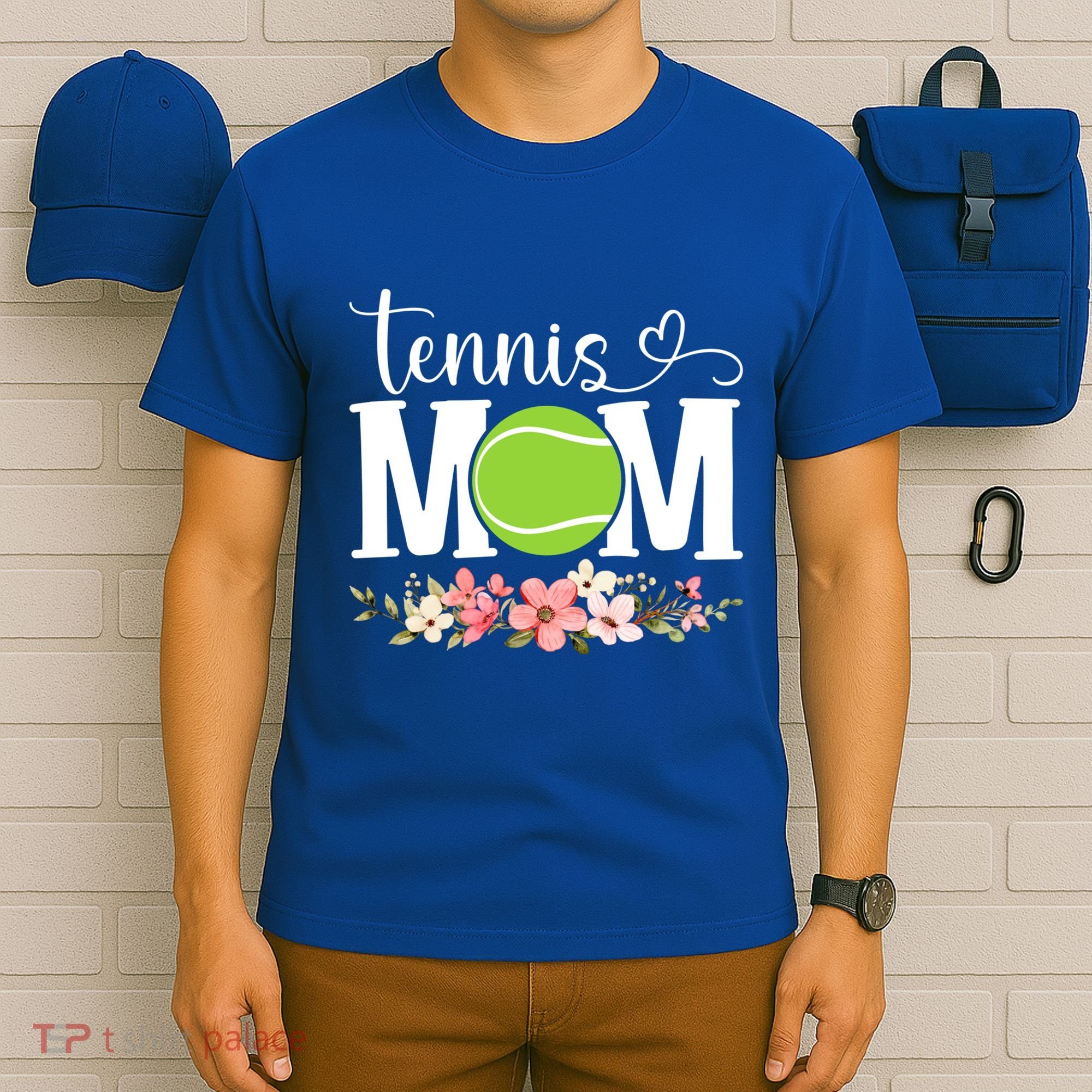 Cool Tennis Mom Flower Mom MotherS Day Cute Mom Tennis Mama Gift T-Shirt